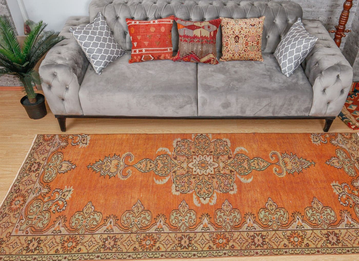 Close-up of a handwoven Nuristani wool rug